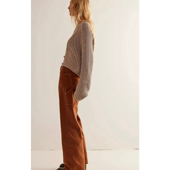 Free People We The Free Tinsley Baggy High-Rise Jeans NWOT Size 24 Chocolate - Picture 2 of 7